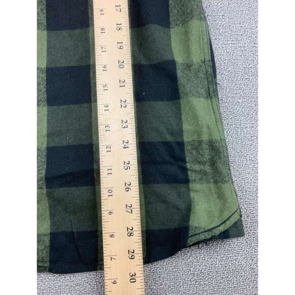 Burnside Men's Size Medium Army Green Black Flannel Shirt Plaid Long Sleeve NWT - Picture 9 of 13